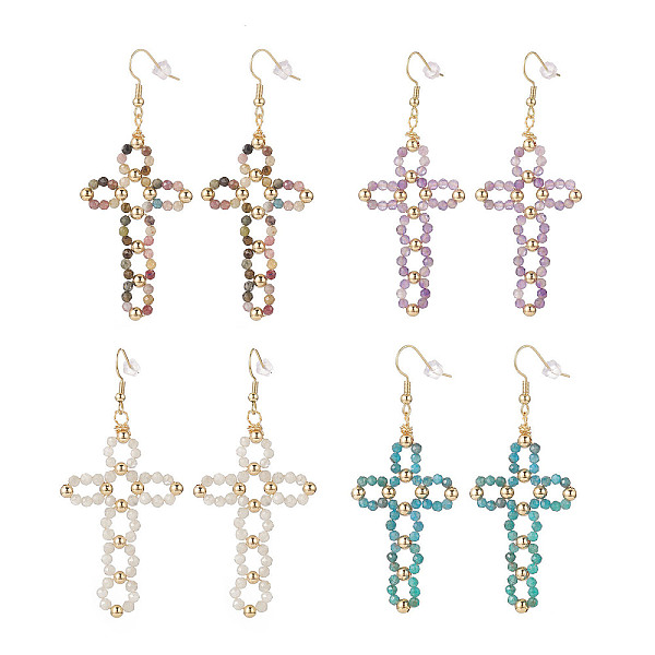 PandaHall Natural Gemstone Braided Hollow Out Cross Dangle Earrings, Brass Wire Wrap Long Drop Earrings for Women, 75mm, Pin: 0.7mm Mixed...
PandaHall Natural Gemstone Braided Hollow Out Cross Dangle Earrings, Brass Wire Wrap Long Drop Earrings for Women, 75mm, Pin: 0.7mm Mixed...