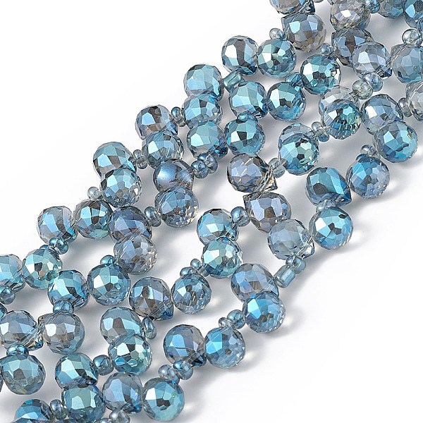 PandaHall Transparent Electroplate Glass Beads Strands, Faceted, Top Drilled Teardrop, Full Rainbow Plated, Steel Blue, 8x6~6.5mm, Hole...
PandaHall Transparent Electroplate Glass Beads Strands, Faceted, Top Drilled Teardrop, Full Rainbow Plated, Steel Blue, 8x6~6.5mm, Hole...