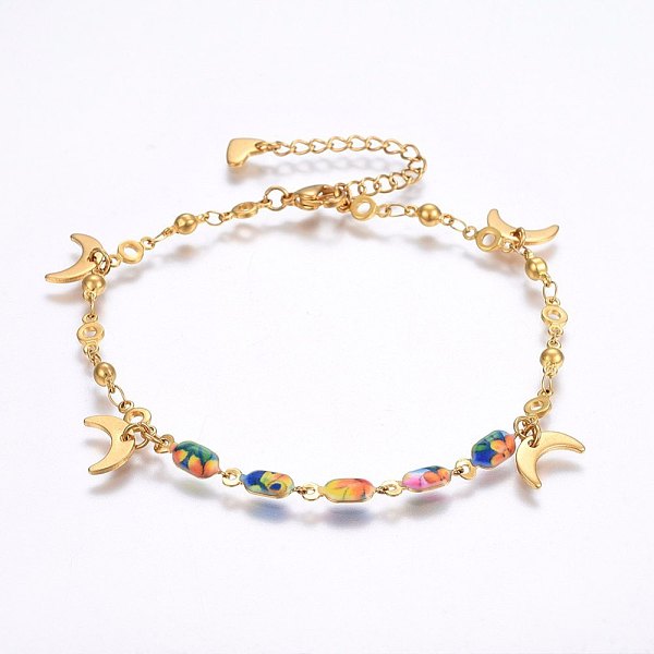 PandaHall 304 Stainless Steel Charm Bracelets, with Lobster Claw Clasps and Enamel, Moon, Golden, 8-1/4 inch(21cm), 3.5~4.5mm, Charms...
PandaHall 304 Stainless Steel Charm Bracelets, with Lobster Claw Clasps and Enamel, Moon, Golden, 8-1/4 inch(21cm), 3.5~4.5mm, Charms...