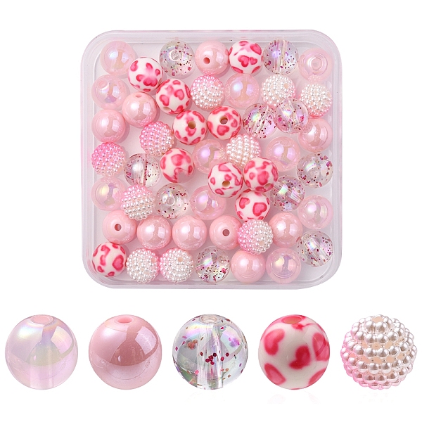 PandaHall 50Pcs 5 Style Acrylic Beads, Round, Mixed Style, Pink, 10mm, Hole: 1~2mm, 10pcs/style Acrylic Round Pink
PandaHall 50Pcs 5 Style Acrylic Beads, Round, Mixed Style, Pink, 10mm, Hole: 1~2mm, 10pcs/style Acrylic Round Pink