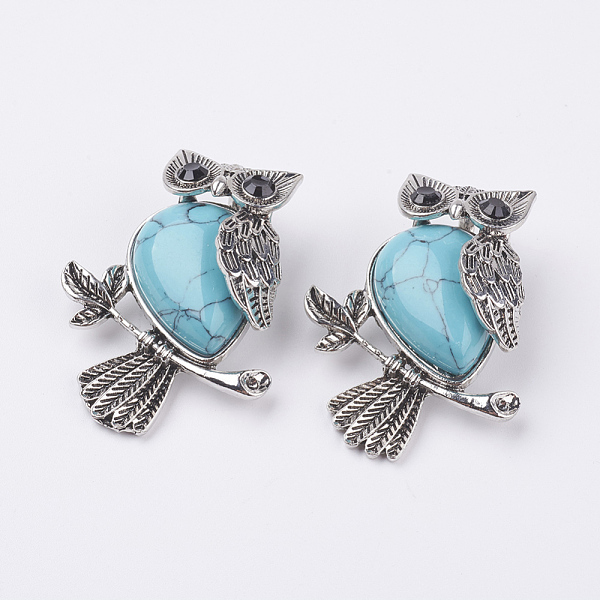 PandaHall Synthetic Turquoise Pendants, with Alloy Finding, Owl, Antique Silver, 46.5x35.5x11.5mm, Hole: 6x8.5mm Synthetic Turquoise Owl
PandaHall Synthetic Turquoise Pendants, with Alloy Finding, Owl, Antique Silver, 46.5x35.5x11.5mm, Hole: 6x8.5mm Synthetic Turquoise Owl