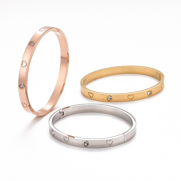 PandaHall 304 Stainless Steel Flat with Heart Pattern Bangle, Crystal Rhinestone Bangle for Women, Mixed Color, Inner Diameter: 1-7/8x2-1/4..., Clear
PandaHall 304 Stainless Steel Flat with Heart Pattern Bangle, Crystal Rhinestone Bangle for Women, Mixed Color, Inner Diameter: 1-7/8x2-1/4..., Clear