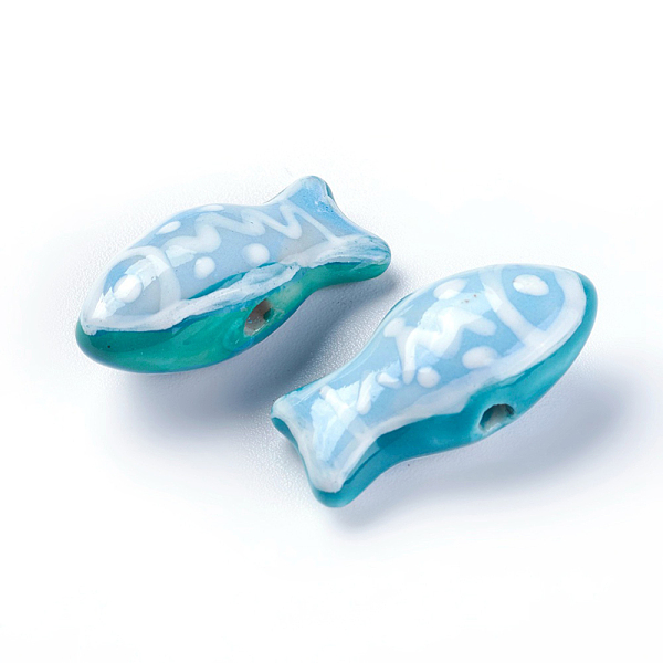 PandaHall Handmade Printed Porcelain Beads, Fish, Sky Blue, 20~22x10x8~9mm, Hole: 1.4mm Porcelain Fish Blue
PandaHall Handmade Printed Porcelain Beads, Fish, Sky Blue, 20~22x10x8~9mm, Hole: 1.4mm Porcelain Fish Blue