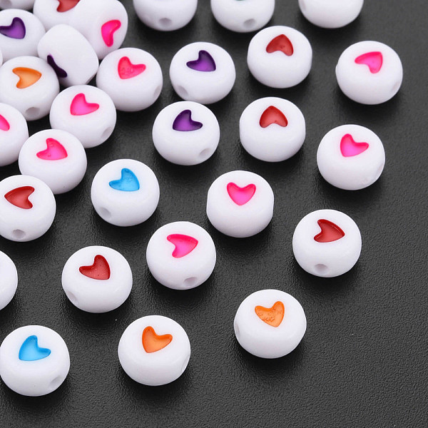 PandaHall Acrylic Beads, Flat Round with Heart, Mixed Color, 7x4mm, Hole: 1mm, about 3600pcs/500g Acrylic Flat Round Multicolor
PandaHall Acrylic Beads, Flat Round with Heart, Mixed Color, 7x4mm, Hole: 1mm, about 3600pcs/500g Acrylic Flat Round Multicolor