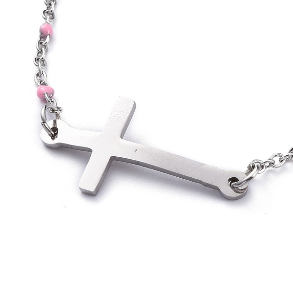 PandaHall 304 Stainless Steel Link Bracelets, with Enamel, Cable Chain and Lobster Claw Clasps, Cross, Pink, 7-5/8 inch(19.5cm) 304...
PandaHall 304 Stainless Steel Link Bracelets, with Enamel, Cable Chain and Lobster Claw Clasps, Cross, Pink, 7-5/8 inch(19.5cm) 304...