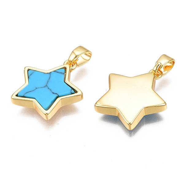 PandaHall Real 18K Gold Plated Brass Pendants, with Synthetic Turquoise Cabochons, Cadmium Free & Nickel Free & Lead Free, Star, Turquoise...
PandaHall Real 18K Gold Plated Brass Pendants, with Synthetic Turquoise Cabochons, Cadmium Free & Nickel Free & Lead Free, Star, Turquoise...