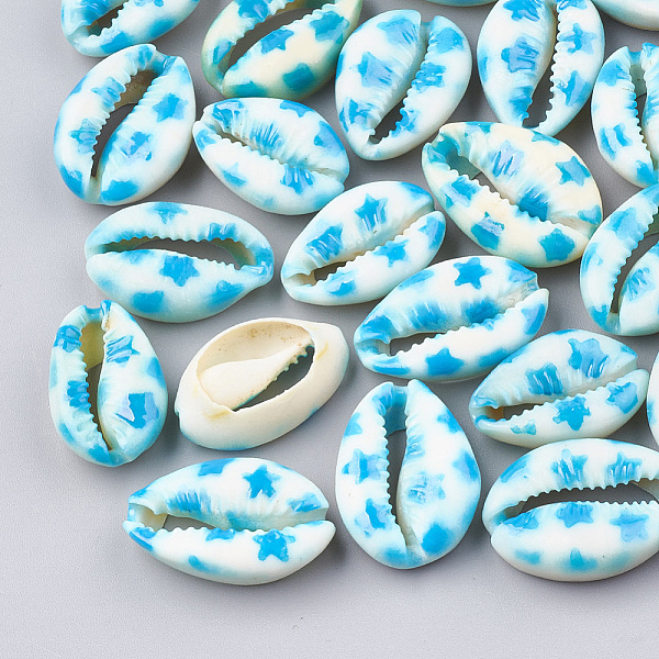 PandaHall Printed Cowrie Shell Beads, No Hole/Undrilled, Star Pattern, Deep Sky Blue, 20~26x13~18x5~7mm Cowrie Shell Shell Shape
PandaHall Printed Cowrie Shell Beads, No Hole/Undrilled, Star Pattern, Deep Sky Blue, 20~26x13~18x5~7mm Cowrie Shell Shell Shape