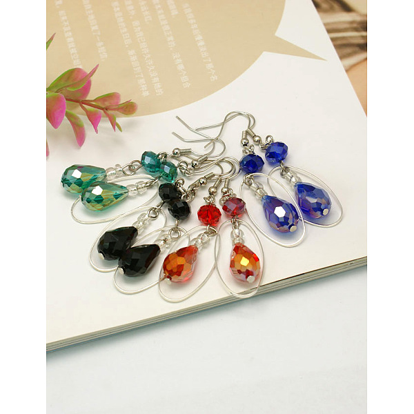 PandaHall Trendy Glass Teardrop Dangle Earrings, with Brass Oval Rings and Brass Earring Hooks, Mixed Color, 64mm Glass Multicolor
PandaHall Trendy Glass Teardrop Dangle Earrings, with Brass Oval Rings and Brass Earring Hooks, Mixed Color, 64mm Glass Multicolor