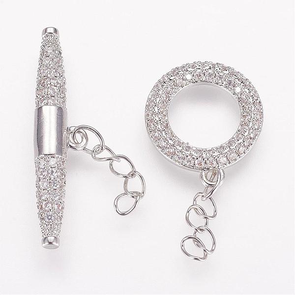 PandaHall Brass Micro Pave Cubic Zirconia Ring Toggle Clasps, Platinum, Ring: 15x13x2mm, Bar: 6x27x4mm. Brass+Cubic Zirconia Ring
PandaHall Brass Micro Pave Cubic Zirconia Ring Toggle Clasps, Platinum, Ring: 15x13x2mm, Bar: 6x27x4mm. Brass+Cubic Zirconia Ring