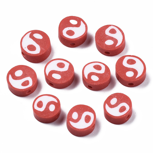 PandaHall Handmade Polymer Clay Beads, Flat Round with Yin Yang, Red, 9~10x9~10x4~7mm, Hole: 2mm Polymer Clay Flat Round Red
PandaHall Handmade Polymer Clay Beads, Flat Round with Yin Yang, Red, 9~10x9~10x4~7mm, Hole: 2mm Polymer Clay Flat Round Red