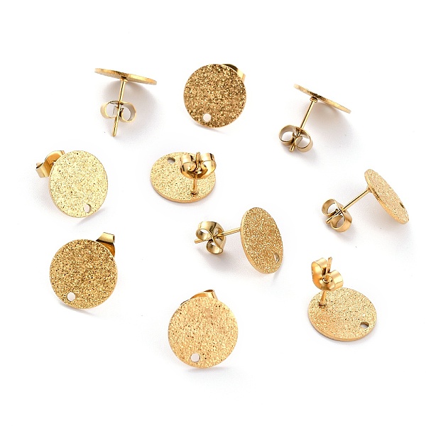 PandaHall Ion Plating(IP) 304 Stainless Steel Stud Earring Findings, with Ear Nuts, Textured Flat Round, Golden, 12x1mm, Hole: 1.4mm, Pin...
PandaHall Ion Plating(IP) 304 Stainless Steel Stud Earring Findings, with Ear Nuts, Textured Flat Round, Golden, 12x1mm, Hole: 1.4mm, Pin...