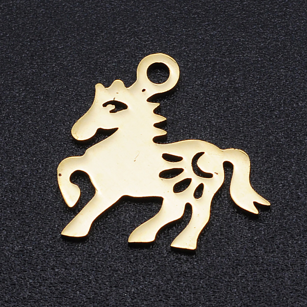 PandaHall 201 Stainless Steel Charms, Horse, Hollow, Golden, 14x15x1mm, Hole: 1.5mm 201 Stainless Steel Horse
PandaHall 201 Stainless Steel Charms, Horse, Hollow, Golden, 14x15x1mm, Hole: 1.5mm 201 Stainless Steel Horse