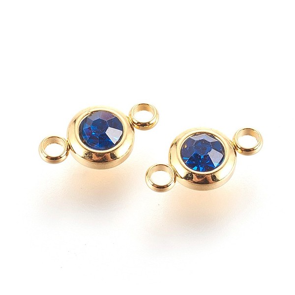 PandaHall 304 Stainless Steel Rhinestone Links connectors, Flat Round, Golden, Sapphire, 12x6.5x4mm, Hole: 2mm 304 Stainless Steel Flat..., Blue
PandaHall 304 Stainless Steel Rhinestone Links connectors, Flat Round, Golden, Sapphire, 12x6.5x4mm, Hole: 2mm 304 Stainless Steel Flat..., Blue