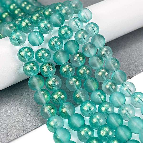 PandaHall Frosted Transparent Glass Bead Strands, with Gold Powder, Round, Dark Turquoise, 8mm, Hole: 1mm, about 102pcs/strand, 30.71''...
PandaHall Frosted Transparent Glass Bead Strands, with Gold Powder, Round, Dark Turquoise, 8mm, Hole: 1mm, about 102pcs/strand, 30.71''...