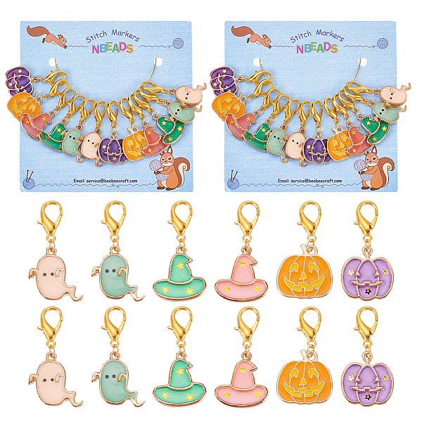 PandaHall Halloween Theme Alloy Enamel Ghost & Witch Hat & Pumpkin Charm Locking Stitch Markers, Zinc Alloy Lobster Claw Clasps Locking..., Multicolor
PandaHall Halloween Theme Alloy Enamel Ghost & Witch Hat & Pumpkin Charm Locking Stitch Markers, Zinc Alloy Lobster Claw Clasps Locking..., Multicolor