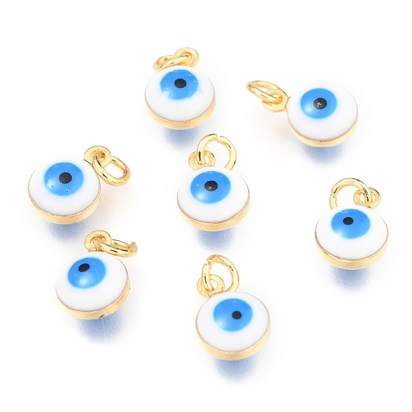 PandaHall Brass Enamel Beads, Real 18K Gold Plated,Long-Lasting Plated, with Jump Ring, Flat Round with Evil Eye, White, 9.5x6.5x4.5mm, Hole...
PandaHall Brass Enamel Beads, Real 18K Gold Plated,Long-Lasting Plated, with Jump Ring, Flat Round with Evil Eye, White, 9.5x6.5x4.5mm, Hole...