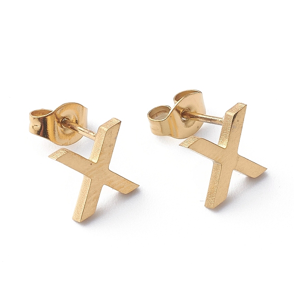 PandaHall Ion Plating(IP) 304 Stainless Steel Stud Earrings, with Ear Nuts, Manual Polishing, Greek Alphabet, Letter.X, 7.5x8x1mm, Pin...
PandaHall Ion Plating(IP) 304 Stainless Steel Stud Earrings, with Ear Nuts, Manual Polishing, Greek Alphabet, Letter.X, 7.5x8x1mm, Pin...