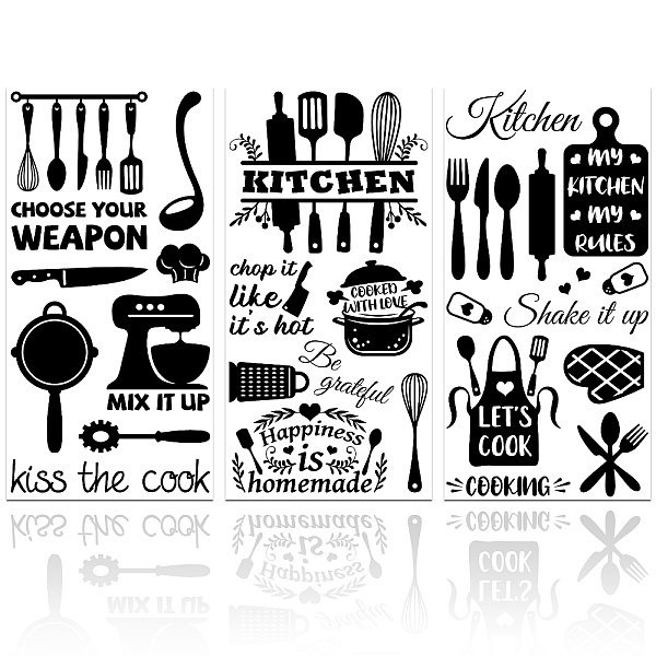 PandaHall GLOBLELAND 3Pcs Kitchen Cookware Decor Transfers 6x12inch Funny Lettering Furniture Transfer Stickers Rub on Transfer Stickers..., Multicolor
PandaHall GLOBLELAND 3Pcs Kitchen Cookware Decor Transfers 6x12inch Funny Lettering Furniture Transfer Stickers Rub on Transfer Stickers..., Multicolor