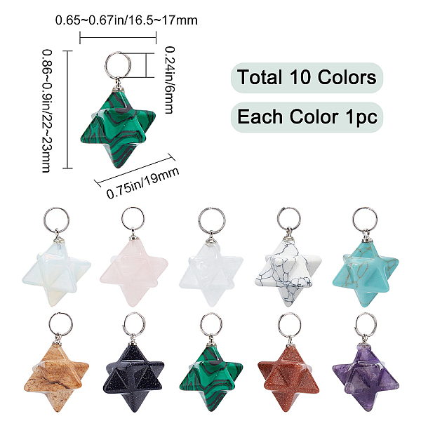 PandaHall SUNNYCLUE 1 Box 10Pcs Chakra Merkaba Star Stone Pendants Semi-Precious Healing Gemstone Chakra Charms Quartz Pendant Bulk for...
PandaHall SUNNYCLUE 1 Box 10Pcs Chakra Merkaba Star Stone Pendants Semi-Precious Healing Gemstone Chakra Charms Quartz Pendant Bulk for...