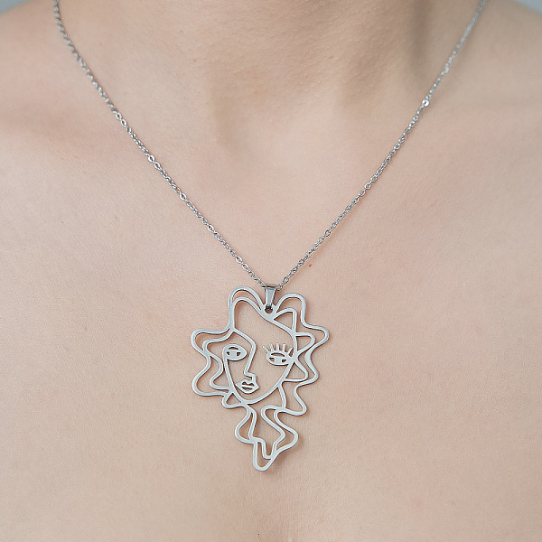 PandaHall 201 Stainless Steel Hollow Girl Pendant Necklace, Stainless Steel Color, 450mm 201 Stainless Steel Human
PandaHall 201 Stainless Steel Hollow Girl Pendant Necklace, Stainless Steel Color, 450mm 201 Stainless Steel Human