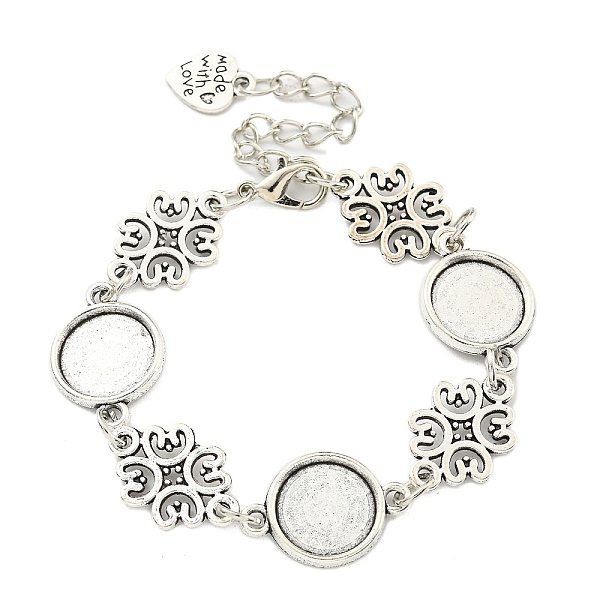PandaHall Antique Silver Plated Alloy Link Chain Bracelet Making, Fit for Cabochons, Flower, 6-5/8 inch(16.9cm), Tray: 12mm Alloy Flower
PandaHall Antique Silver Plated Alloy Link Chain Bracelet Making, Fit for Cabochons, Flower, 6-5/8 inch(16.9cm), Tray: 12mm Alloy Flower