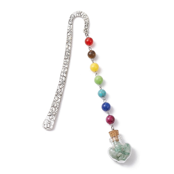 PandaHall 7 Chakra Gemstone Bead & Natural Green Aventurine Glass Heart Wishing Bottle Pendant Bookmarks, Alloy Hook Bookmarks, 153mm Green...
PandaHall 7 Chakra Gemstone Bead & Natural Green Aventurine Glass Heart Wishing Bottle Pendant Bookmarks, Alloy Hook Bookmarks, 153mm Green...
