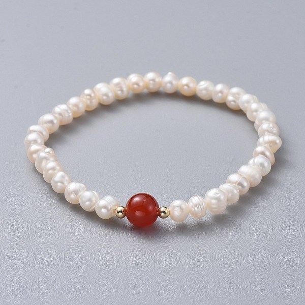 PandaHall Stretch Grade A Natural Freshwater Pearl Bracelets, with Natural Carnelian(Dyed & Heated) Beads and Brass Beads, 2 inch(5.1cm)...
PandaHall Stretch Grade A Natural Freshwater Pearl Bracelets, with Natural Carnelian(Dyed & Heated) Beads and Brass Beads, 2 inch(5.1cm)...