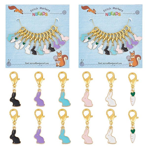 PandaHall Alloy Enamel Pendant Locking Stitch Markers, Zinc Alloy Lobster Claw Clasps Stitch Marker, Carrot/Rabbit, Mixed Color, 3.2cm, 6..., Multicolor
PandaHall Alloy Enamel Pendant Locking Stitch Markers, Zinc Alloy Lobster Claw Clasps Stitch Marker, Carrot/Rabbit, Mixed Color, 3.2cm, 6..., Multicolor