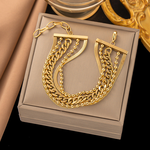 PandaHall 304 Stainless Steel Chains Multi-strand Bracelet for Women, Golden, Round, 6-7/8 inch(17.5cm) 304 Stainless Steel Round
PandaHall 304 Stainless Steel Chains Multi-strand Bracelet for Women, Golden, Round, 6-7/8 inch(17.5cm) 304 Stainless Steel Round