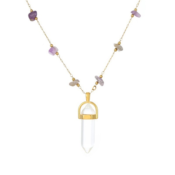PandaHall Natural Stone Pendant Necklaces, Stainless Steel Chain Necklaces Stone Needle
PandaHall Natural Stone Pendant Necklaces, Stainless Steel Chain Necklaces Stone Needle