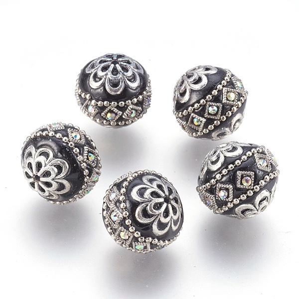 PandaHall Handmade Indonesia Beads, with Metal Findings, Round, Antique Silver, Black, 19.5x19mm, Hole: 1mm Polymer Clay Round Black
PandaHall Handmade Indonesia Beads, with Metal Findings, Round, Antique Silver, Black, 19.5x19mm, Hole: 1mm Polymer Clay Round Black