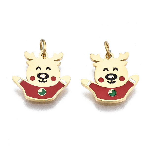 PandaHall 316 Surgical Stainless Steel Enamel Charms, with Jump Rings, for Christmas, Christmas Reindeer/Stag, Red, Real 14K Gold Plated...
PandaHall 316 Surgical Stainless Steel Enamel Charms, with Jump Rings, for Christmas, Christmas Reindeer/Stag, Red, Real 14K Gold Plated...