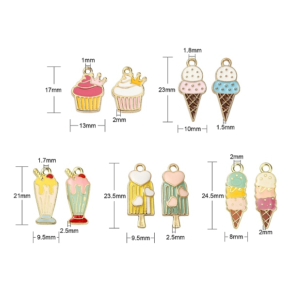 PandaHall 50Pcs 10 Styles Alloy Pendants, with Enamel, Cadmium Free & Lead Free, Light Gold, Ice Cream, Mixed Color, 23.5x9.5x2.5mm, Hole..., Multicolor
PandaHall 50Pcs 10 Styles Alloy Pendants, with Enamel, Cadmium Free & Lead Free, Light Gold, Ice Cream, Mixed Color, 23.5x9.5x2.5mm, Hole..., Multicolor