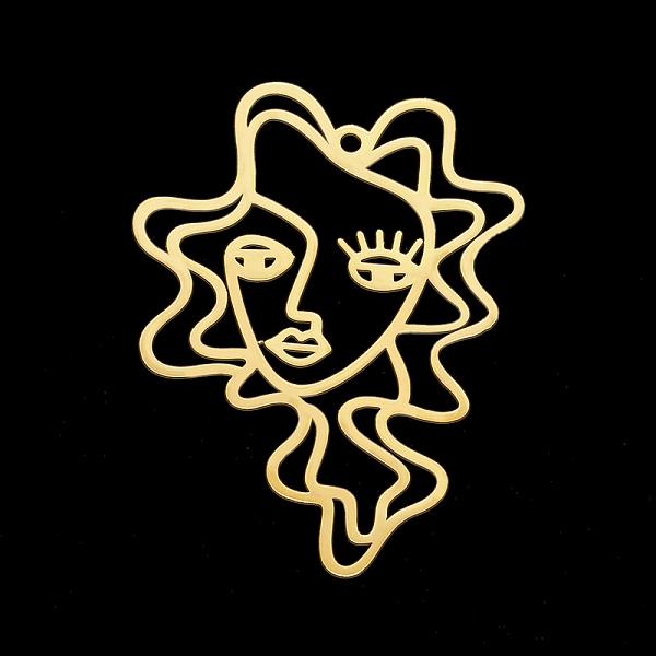 PandaHall 201 Stainless Steel Pendants, Laser Cut, Woman Abstract Face, Golden, 49x36.5x1mm, Hole: 2mm 201 Stainless Steel Human
PandaHall 201 Stainless Steel Pendants, Laser Cut, Woman Abstract Face, Golden, 49x36.5x1mm, Hole: 2mm 201 Stainless Steel Human