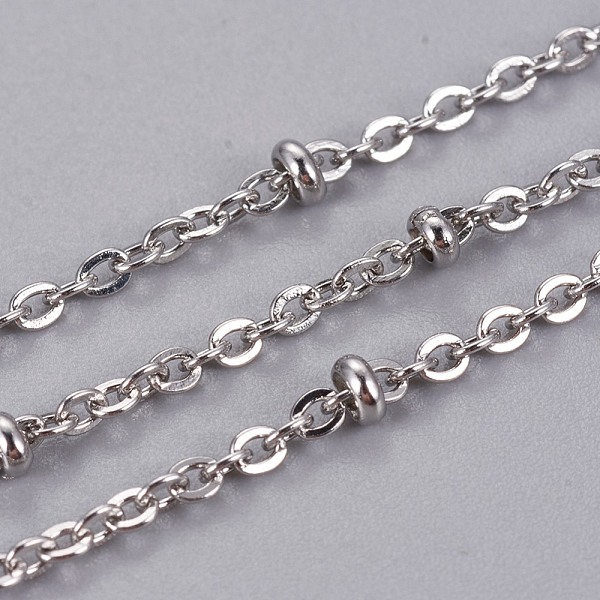 PandaHall 304 Stainless Steel Cable Chains, Satellite Chains, with Beads, with Spool, Soldered, Stainless Steel Color, 2.5x2x0.4mm, about...
PandaHall 304 Stainless Steel Cable Chains, Satellite Chains, with Beads, with Spool, Soldered, Stainless Steel Color, 2.5x2x0.4mm, about...