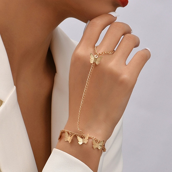 PandaHall Iron Butterfly Ring Bracelet, Charm Bracelet with Curb Chains Finger Ring, Golden, 7-3/8 inch(18.7cm), Inner Diameter: 26mm Iron...
PandaHall Iron Butterfly Ring Bracelet, Charm Bracelet with Curb Chains Finger Ring, Golden, 7-3/8 inch(18.7cm), Inner Diameter: 26mm Iron...