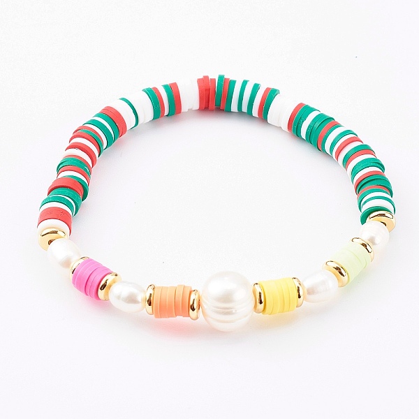PandaHall Polymer Clay Heishi Beaded Stretch Bracelets, with Natural Pearl Beads and Brass Spacer Beads, Golden, Colorful, Inner Diameter...
PandaHall Polymer Clay Heishi Beaded Stretch Bracelets, with Natural Pearl Beads and Brass Spacer Beads, Golden, Colorful, Inner Diameter...