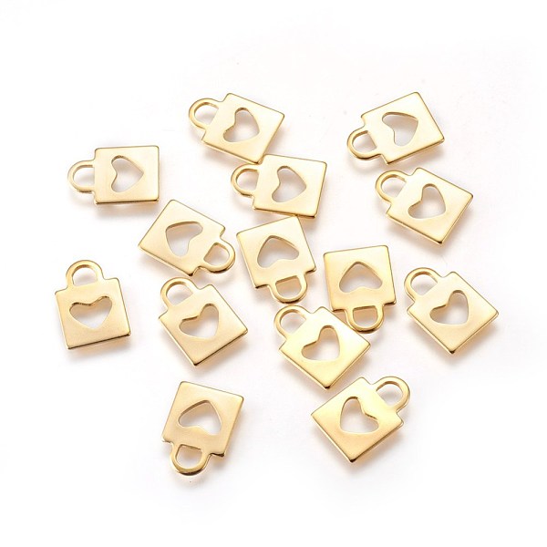 PandaHall 304 Stainless Steel Pendants, Padlock with Heart, Golden, 16x11.5x1mm, Hole: 3.5x4mm 304 Stainless Steel Lock
PandaHall 304 Stainless Steel Pendants, Padlock with Heart, Golden, 16x11.5x1mm, Hole: 3.5x4mm 304 Stainless Steel Lock