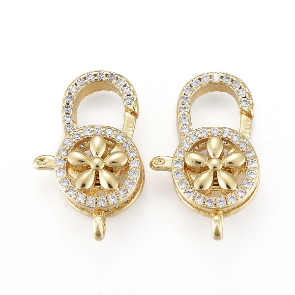 PandaHall Brass Micro Pave Clear Cubic Zirconia Lobster Claw Clasps, Long-Lasting Plated, Flower, Real 18K Gold Plated, 20x13x6mm, Hole: 2mm...
PandaHall Brass Micro Pave Clear Cubic Zirconia Lobster Claw Clasps, Long-Lasting Plated, Flower, Real 18K Gold Plated, 20x13x6mm, Hole: 2mm...