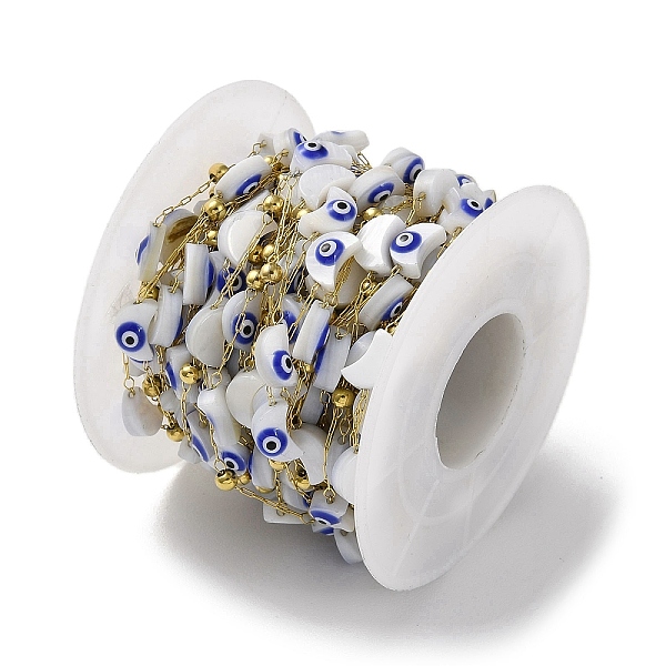 PandaHall Ion Plating(IP) 316 Stainless Steel Satellite Chains, with Moon with Evil Eye Natural White Shell Enamel Beaded, with Spool...
PandaHall Ion Plating(IP) 316 Stainless Steel Satellite Chains, with Moon with Evil Eye Natural White Shell Enamel Beaded, with Spool...