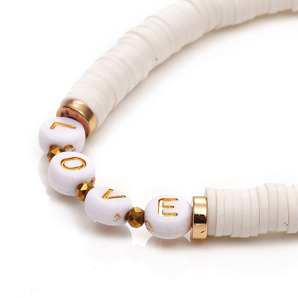 PandaHall Handmade Polymer Clay Heishi Beads Stretch Bracelets, for Valentine's Day, with Brass Spacer Beads, Glass Beads and Plating..., White
PandaHall Handmade Polymer Clay Heishi Beads Stretch Bracelets, for Valentine's Day, with Brass Spacer Beads, Glass Beads and Plating..., White