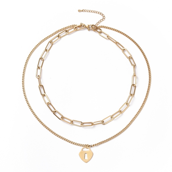 PandaHall Vacuum Plating 304 Stainless Steel Double Chains Multi Layered Necklace with Heart Padlock Charms for Women, Golden, 16.34 inch...
PandaHall Vacuum Plating 304 Stainless Steel Double Chains Multi Layered Necklace with Heart Padlock Charms for Women, Golden, 16.34 inch...