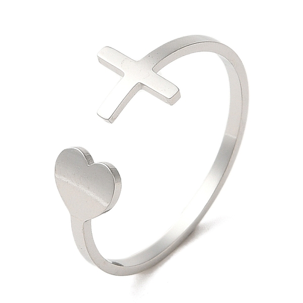 PandaHall 304 Stainless Steel Open Cuff Ring, Heart & Cross, Stainless Steel Color, US Size 8 1/2(18.5mm) 304 Stainless Steel Heart
PandaHall 304 Stainless Steel Open Cuff Ring, Heart & Cross, Stainless Steel Color, US Size 8 1/2(18.5mm) 304 Stainless Steel Heart
