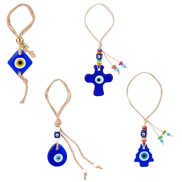 PandaHall AHADEMAKER 4Pcs 4 Style Glass Evil Eye Pendant Decorations, with Plastic Beads and Hemp Rope, Teardrop & Cross & Rhombus & Tree..., Blue
PandaHall AHADEMAKER 4Pcs 4 Style Glass Evil Eye Pendant Decorations, with Plastic Beads and Hemp Rope, Teardrop & Cross & Rhombus & Tree..., Blue