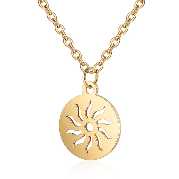 PandaHall 201 Stainless Steel Pendants Necklaces, Flat Round with Sun, Golden, 16.3 inch(40cm)x1mm 201 Stainless Steel
PandaHall 201 Stainless Steel Pendants Necklaces, Flat Round with Sun, Golden, 16.3 inch(40cm)x1mm 201 Stainless Steel