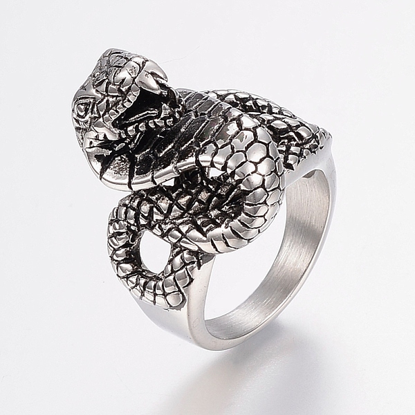 PandaHall 304 Stainless Steel Finger Rings, Snake, Antique Silver, 17~23mm 304 Stainless Steel
PandaHall 304 Stainless Steel Finger Rings, Snake, Antique Silver, 17~23mm 304 Stainless Steel
