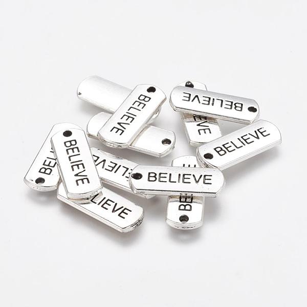 PandaHall Tibetan Style Alloy Rectangle with Word Believe Pendants, Inspirational Message Pendants, Cadmium Free & Lead Free, Antique Silver...
PandaHall Tibetan Style Alloy Rectangle with Word Believe Pendants, Inspirational Message Pendants, Cadmium Free & Lead Free, Antique Silver...