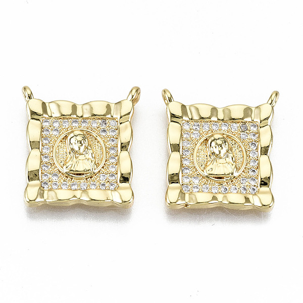 PandaHall Brass Micro Pave Clear Cubic Zirconia Pendant Link, Nickel Free, Square with Virgin, Real 16K Gold Plated, 16.5x15.5x2mm, Hole...
PandaHall Brass Micro Pave Clear Cubic Zirconia Pendant Link, Nickel Free, Square with Virgin, Real 16K Gold Plated, 16.5x15.5x2mm, Hole...