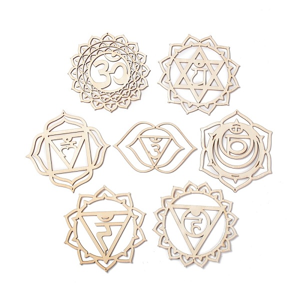 PandaHall Wooden Cup Mats, Hollow-out Coasters, Chakra Theme, Mix-shaped, Antique White, 92~150x130~150x2~2.5mm, Hole: 2mm, 7pcs/set Wood...
PandaHall Wooden Cup Mats, Hollow-out Coasters, Chakra Theme, Mix-shaped, Antique White, 92~150x130~150x2~2.5mm, Hole: 2mm, 7pcs/set Wood...