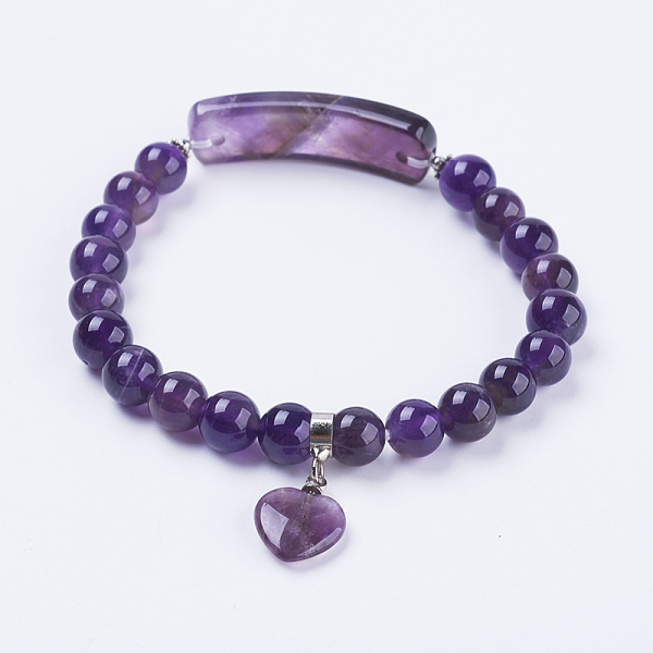 PandaHall Natural Amethyst Stretch Bracelets, with Alloy Findings, Heart, 2-3/8 inch(61mm) Amethyst Purple
PandaHall Natural Amethyst Stretch Bracelets, with Alloy Findings, Heart, 2-3/8 inch(61mm) Amethyst Purple